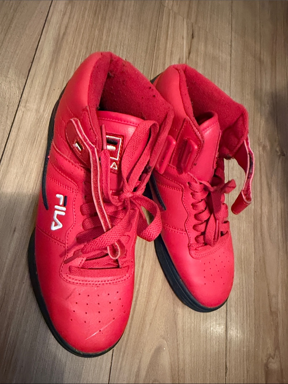 Fila Red Lace-Up Athletic Sneakers with Black Soles